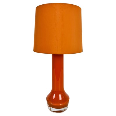 Mid-Century Orange Glass and Fabric Shade Table Lamp, 1960s-PUK-1428259