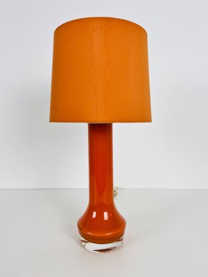 Mid-Century Orange Glass and Fabric Shade Table Lamp, 1960s-PUK-1428259