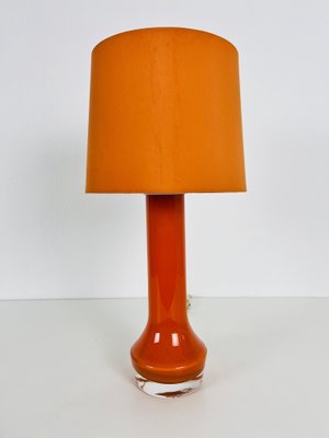 Mid-Century Orange Glass and Fabric Shade Table Lamp, 1960s-PUK-1428259