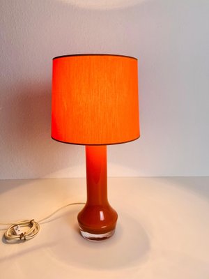 Mid-Century Orange Glass and Fabric Shade Table Lamp, 1960s-PUK-1428259