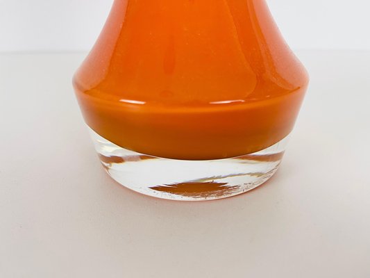 Mid-Century Orange Glass and Fabric Shade Table Lamp, 1960s-PUK-1428259