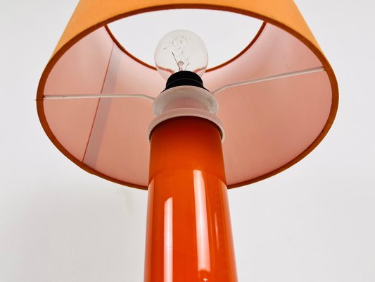 Mid-Century Orange Glass and Fabric Shade Table Lamp, 1960s-PUK-1428259