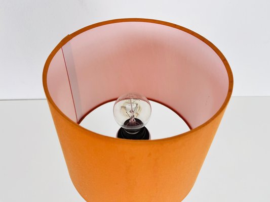 Mid-Century Orange Glass and Fabric Shade Table Lamp, 1960s-PUK-1428259