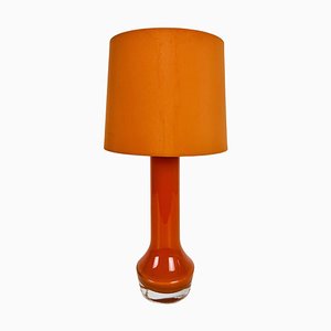 Mid-Century Orange Glass and Fabric Shade Table Lamp, 1960s-PUK-1428259