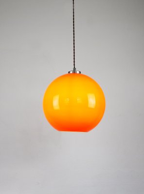 Mid-Century Orange Glass Pendant Lamp-HGJ-738985