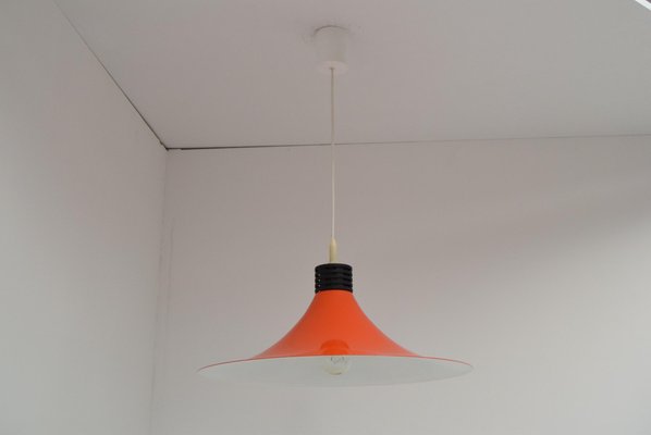 Mid-Century Orange Lacquered Metal Pendant, 1980s-TZ-950067