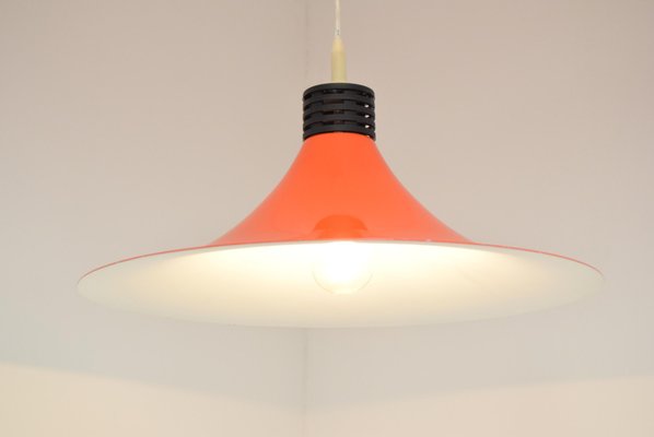 Mid-Century Orange Lacquered Metal Pendant, 1980s-TZ-950067