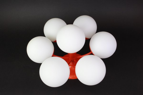 Mid-Century Orbital Ceiling or Wall Lamp in Orange attributed to Kaiser, Germany, 1970s-UGR-1740749