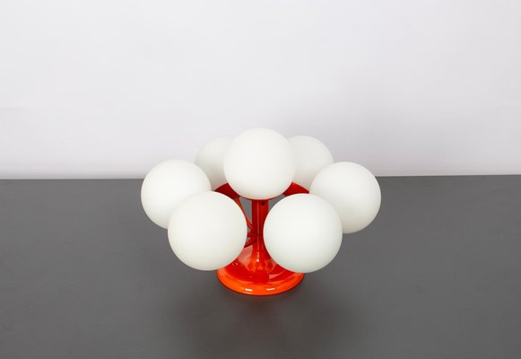 Mid-Century Orbital Ceiling or Wall Lamp in Orange attributed to Kaiser, Germany, 1970s-UGR-1740749