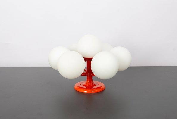 Mid-Century Orbital Ceiling or Wall Lamp in Orange attributed to Kaiser, Germany, 1970s-UGR-1740749