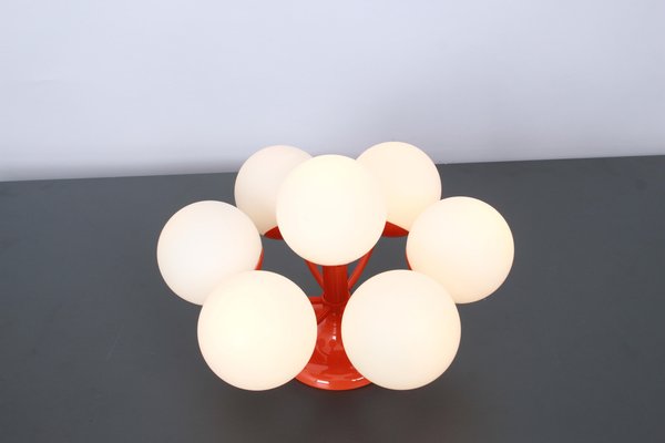 Mid-Century Orbital Ceiling or Wall Lamp in Orange attributed to Kaiser, Germany, 1970s-UGR-1740749