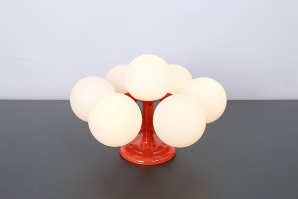 Mid-Century Orbital Ceiling or Wall Lamp in Orange attributed to Kaiser, Germany, 1970s-UGR-1740749