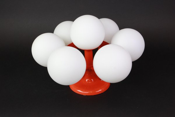 Mid-Century Orbital Ceiling or Wall Lamp in Orange attributed to Kaiser, Germany, 1970s-UGR-1740749