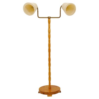 Mid-Century Organic Floor Lamp in Birch and Brass, Sweden, 1950s-UYK-1120411