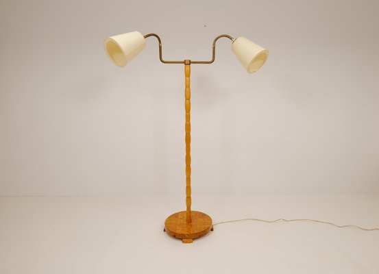 Mid-Century Organic Floor Lamp in Birch and Brass, Sweden, 1950s-UYK-1120411