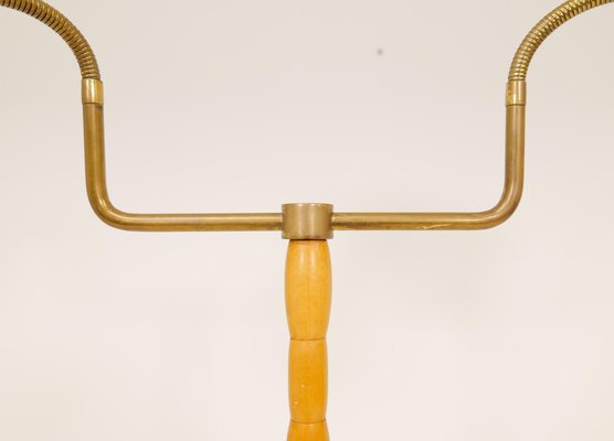 Mid-Century Organic Floor Lamp in Birch and Brass, Sweden, 1950s-UYK-1120411