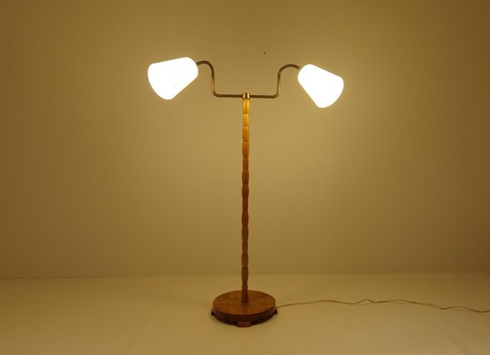 Mid-Century Organic Floor Lamp in Birch and Brass, Sweden, 1950s-UYK-1120411