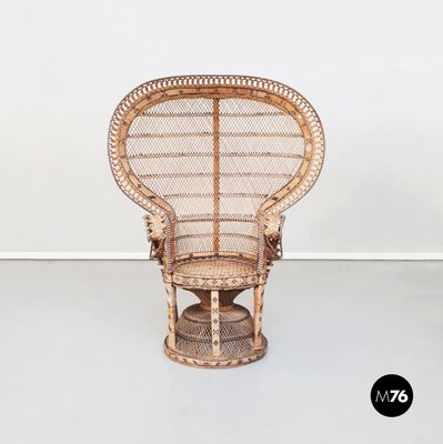 Mid-Century Oriental Straw Peacock Armchair, 1970s-GDD-1097082