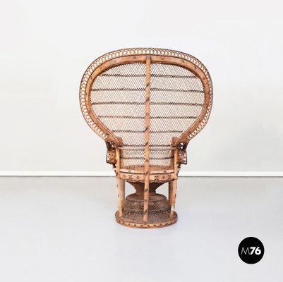 Mid-Century Oriental Straw Peacock Armchair, 1970s-GDD-1097082