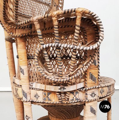 Mid-Century Oriental Straw Peacock Armchair, 1970s-GDD-1097082