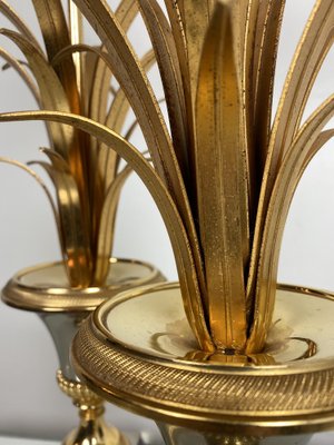 Mid-Century Ormolu Palm Leaves Table Lamps from Maison Charles, Set of 2-WZZ-1192311