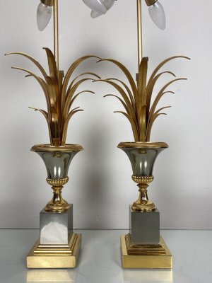 Mid-Century Ormolu Palm Leaves Table Lamps from Maison Charles, Set of 2-WZZ-1192311