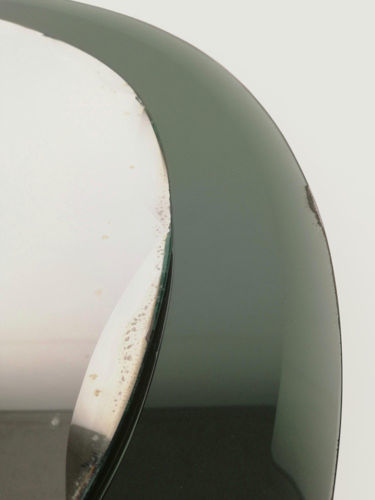 Mid-Century Oval Bevelled Mirror in Fumè Mirrored Glass from Cristal Art, 1970s