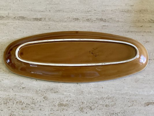 Mid-Century Oval Hand-Painted Ceramic Domino Series Serving Platter from Sarreguemines, France-OJT-949570