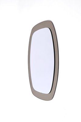 Mid-Century Oval Italian Wall Mirror with Bronzed Glass Frame from Cristal Art, 1960s-JDR-1239904