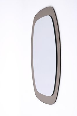 Mid-Century Oval Italian Wall Mirror with Bronzed Glass Frame from Cristal Art, 1960s-JDR-1239904