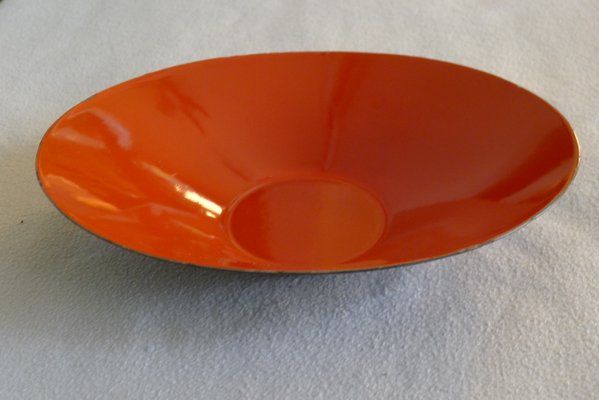 Mid-Century Oval Krenit Bowl in Red Enamel by Herbert Krenchel for Torben Ørskov, 1950s-VRE-767059