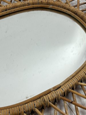 Mid-Century Oval Mirror in Rattan and Bamboo in the style of Franco Albini, 1960s-YST-2033794