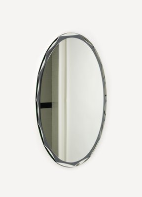 Mid-Century Oval Wall Mirror attributed to Metalvetro Galvorame, Italy, 1970s-LYQ-1754994