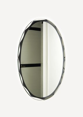 Mid-Century Oval Wall Mirror attributed to Metalvetro Galvorame, Italy, 1970s-LYQ-1754994