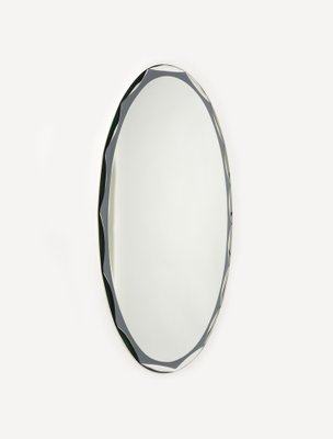 Mid-Century Oval Wall Mirror attributed to Metalvetro Galvorame, Italy, 1970s-LYQ-1754994