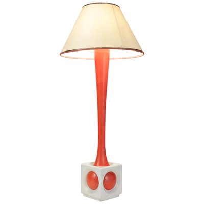 Mid-Century Painted Orange and White Wood Table Lamp, 1960s-WFS-744818