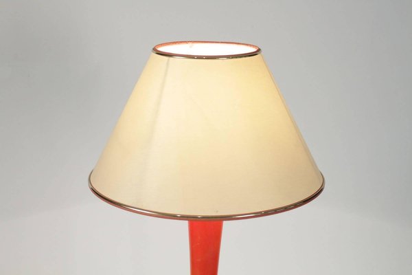 Mid-Century Painted Orange and White Wood Table Lamp, 1960s-WFS-744818