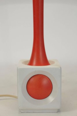 Mid-Century Painted Orange and White Wood Table Lamp, 1960s-WFS-744818