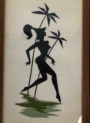 Mid-Century Paintings on Paper Picturing Women as Amazons, Austria, 1950s, Set of 2-BAF-786194