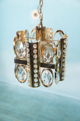 Mid-Century Palwa Hanging Lamp in Crystal & Plated Brass, 1970s-HGA-1821376