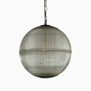 Mid-Century Parisian Glass Holophane Globe Pendant Light-JRP-1361431