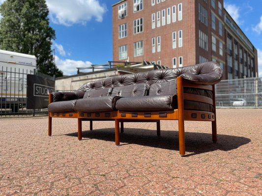 Mid-Century Patinated Brown Leather Sofa by Arne Norell, Sweden, 1960s-WSA-958460