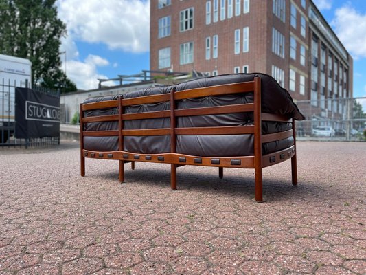 Mid-Century Patinated Brown Leather Sofa by Arne Norell, Sweden, 1960s-WSA-958460