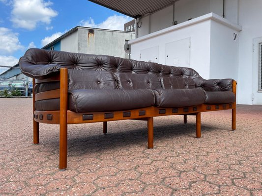 Mid-Century Patinated Brown Leather Sofa by Arne Norell, Sweden, 1960s-WSA-958460