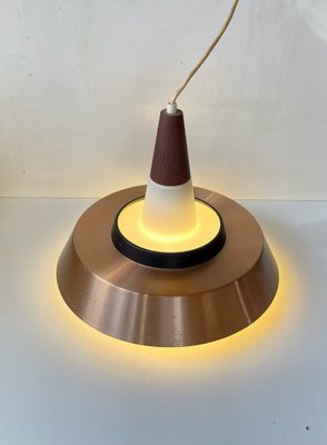 Mid-Century Pendant in Opaline Glass Teak and Copper from Voss, 1960s-LCR-1259777