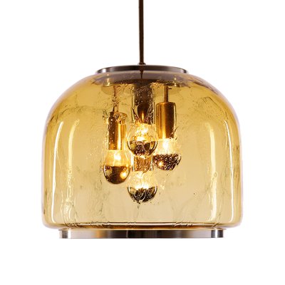 Mid-Century Pendant Lamp in Amber Glass from Doria Leuchten, 1970s-QBR-1063922