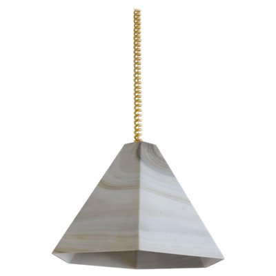 Mid-Century Pendant Lamp in Glass with Marble Effect & Curly Cable, 1970s-VNE-1011509