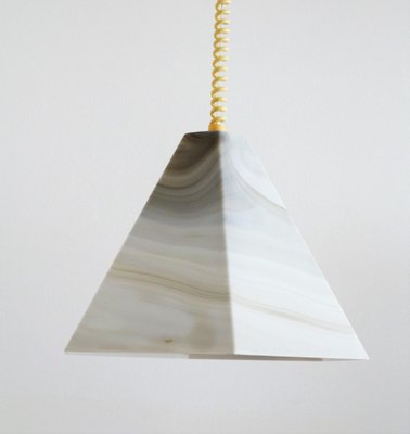 Mid-Century Pendant Lamp in Glass with Marble Effect & Curly Cable, 1970s-VNE-1011509