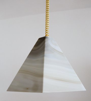 Mid-Century Pendant Lamp in Glass with Marble Effect & Curly Cable, 1970s-VNE-1011509