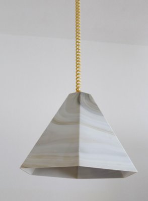 Mid-Century Pendant Lamp in Glass with Marble Effect & Curly Cable, 1970s-VNE-1011509